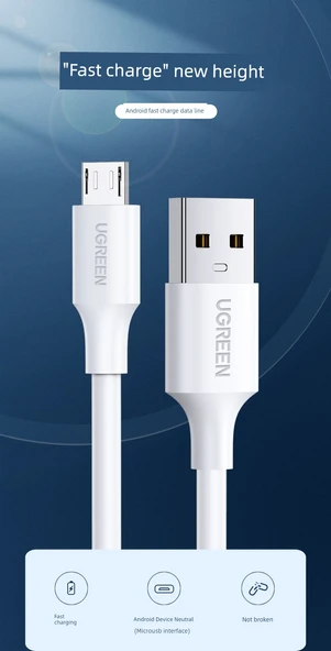 MicroUSB Hızlı Şarj Kablosu - 2m Beyaz (Özel Seri) - 5