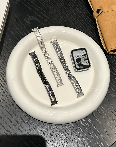 Xiaomi Bracelet 9Pro Uyumlu Taşlı Metal Kordon - Siyah - 7