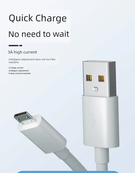 Micro USB Hızlı Şarj Data Kablosu - 2 Metre - Beyaz (2 Adet) - Resim 8