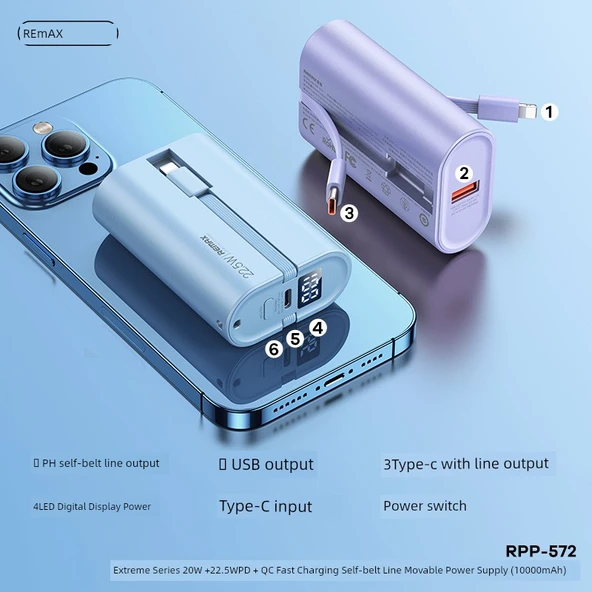10000mAh Taşınabilir Hızlı Şarj Powerbank - Mavi - 8