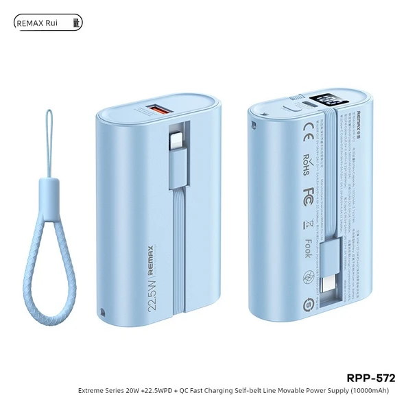 10000mAh Taşınabilir Hızlı Şarj Powerbank - Mavi