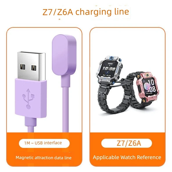 Z7/Z6A Çocuk Saati Şarj Kablosu - Mor