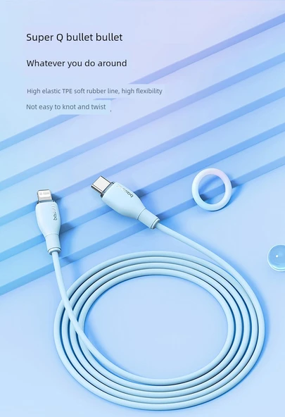 USB-C Lightning Kablosu - Xinghai Mavisi 1.2m PD Hızlı Şarj + 20W Adaptör - 10