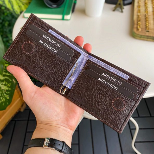 Modica Edusa - Mıknatıslı Hakiki Deri Klasik Erkek Cüzdan - 11