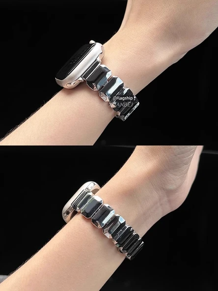 Xiaomi Bracelet 9 Pro için Küçük Küp Zincirli Metal Kordon - Siyah - 6