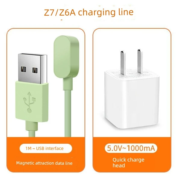 Z7/Z6A Çocuk Saati Şarj Kablosu ve Adaptörü - Matcha Yeşili