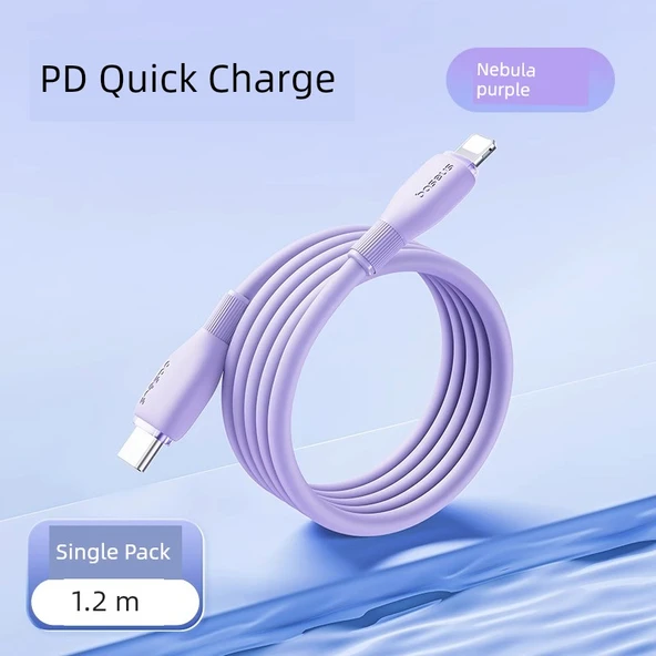 USB-C Lightning Kablosu - Nebula Moru 1.2m PD20W Hızlı Şarj Apple 8-14
