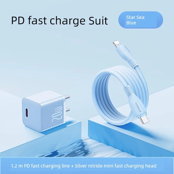 USB-C Lightning Kablosu - Xinghai Mavisi 1.2m PD Hızlı Şarj + 20W Adaptör
