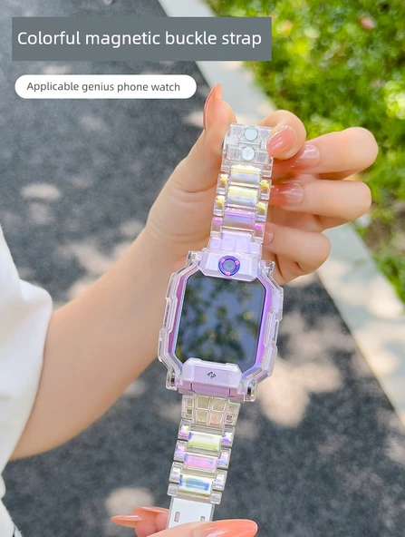 Small Genius Çocuk Telefon Kayışı D2/Q1A/Q2A/Y8/D2A/U3/N3 - Renkli Şeffaf Manyetik Yedek - Resim 7