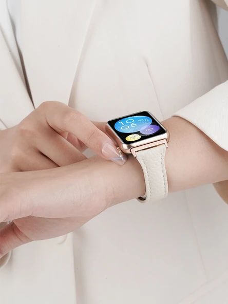 Huawei FIT/new/elegant Uyumlu Litchi Siyah Deri Manyetik Kordon + HD Film - 4