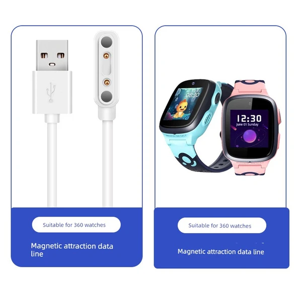 360 Çocuk Saati Manyetik Şarj Kablosu - M1/M2/T1/C1/B2 - Beyaz
