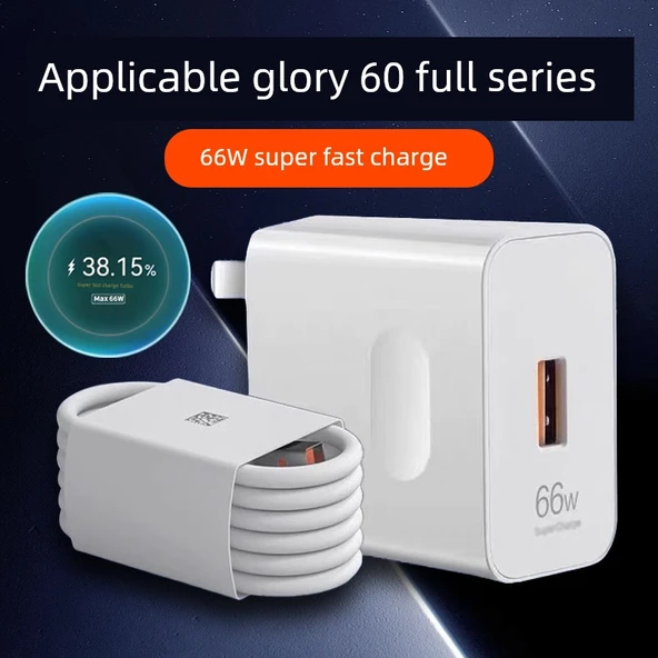 66W Süper Hızlı Şarj Başlığı ve 2m Kablolu USB-C Şarj Aleti