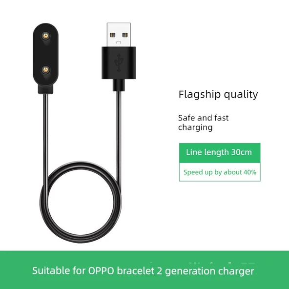 OPPO Bileklik 2 Siyah Manyetik Şarj Kablosu (30cm)