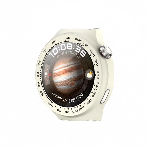 Huawei Watch4 Pro Koruyucu Kılıf Li Shi Siyah Desenli Antik Beyaz