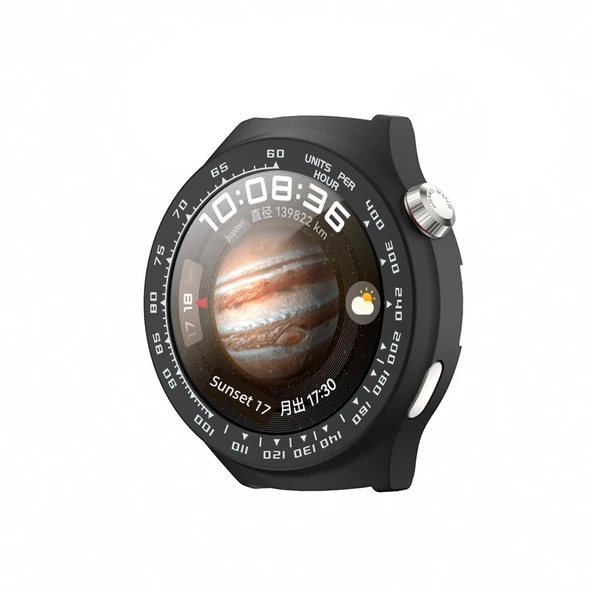 Huawei Watch4 Pro Koruyucu Kılıf Resmi Siyah Desenli Beyaz - 6