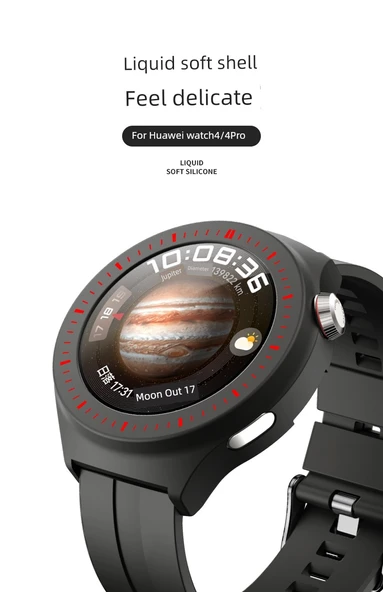 Huawei Watch4 Pro Koruyucu Kılıf Resmi Siyah Desenli Beyaz - 7
