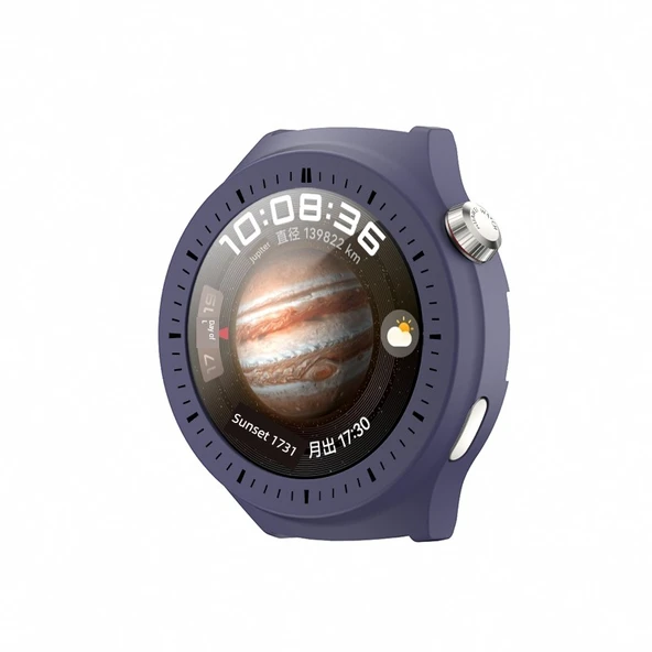 Huawei Watch4 Pro Koruyucu Kılıf Orjinal Siyah Desenli Füme Mor-1