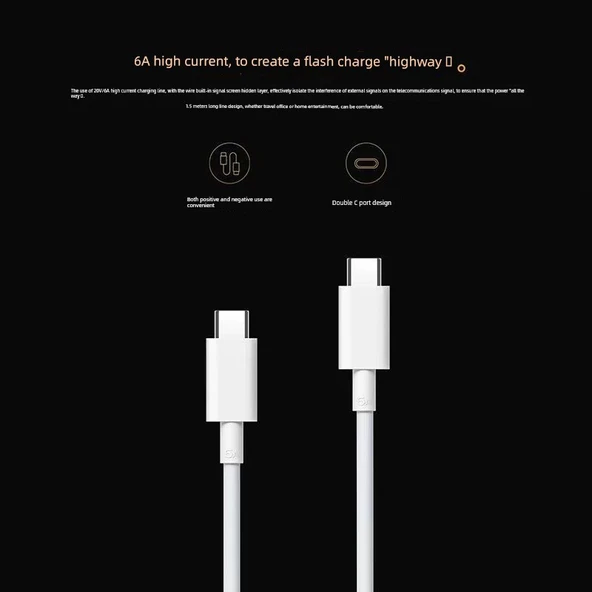 Vivo X100/Pro 120W Hızlı Şarj Cihazı, 1.5 Metre ve 2 Metre Çift C Kablolar - 5