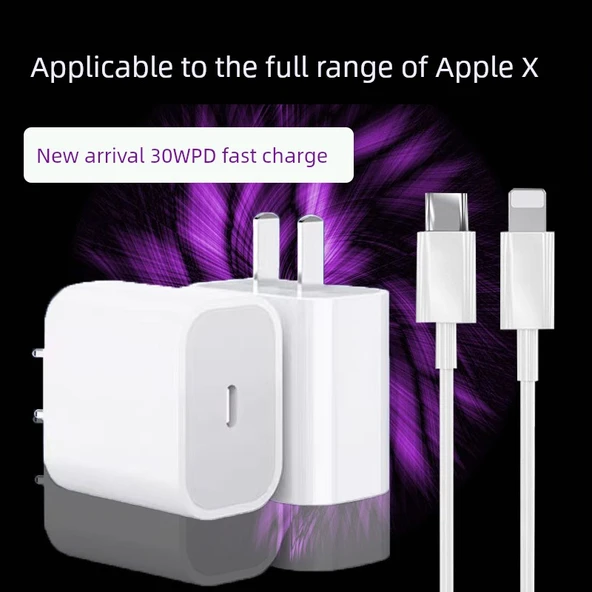 iPhone X Serisi 30W Hızlı Şarj Aleti - 30W Şarj Başlığı + 1.5 Metre Kablo