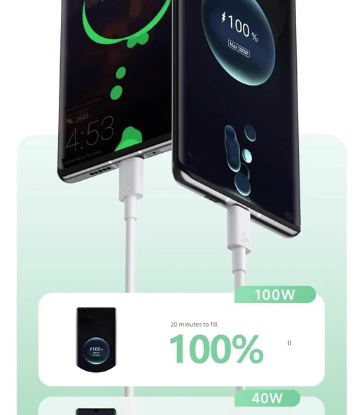 100W Süper Hızlı Şarj USB-A - Type-C Kablo - 11