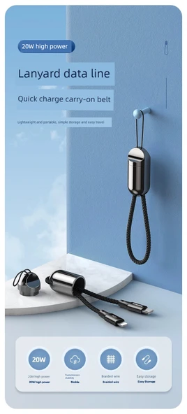 Type-C'den Type-C'ye PD65W Hızlı Şarj/Data Kablosu - 12cm - 6