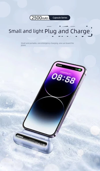 2500mAh iPhone Şarjlı Powerbank - Sedef Mavi - 8