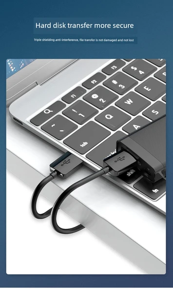 Çift Başlıklı USB 3.0 Data Kablosu - 0.25 Metre - Siyah - 9