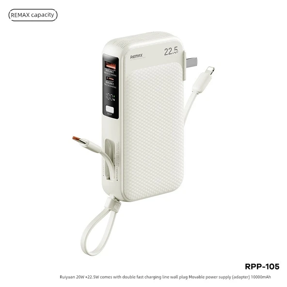 10000mAh Taşınabilir Şarj Aleti - Dahili Kablolu - Yunyanmi