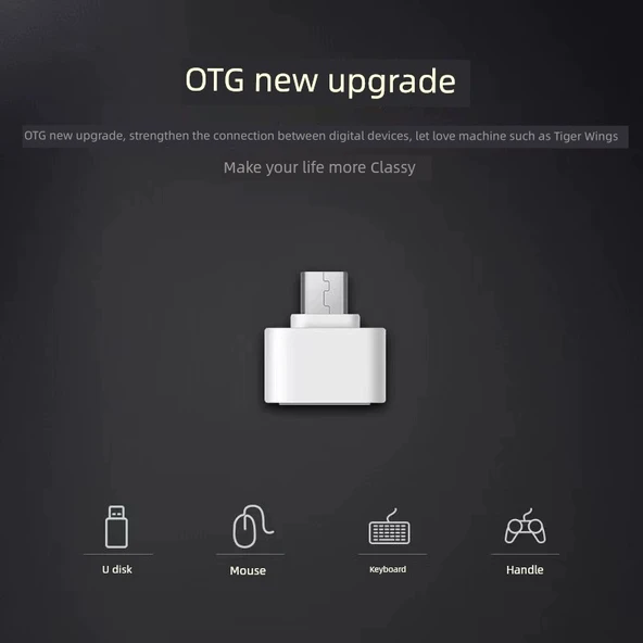 Type-C OTG Adaptör - Metal Kordonlu - Altın - 1 Adet - 6
