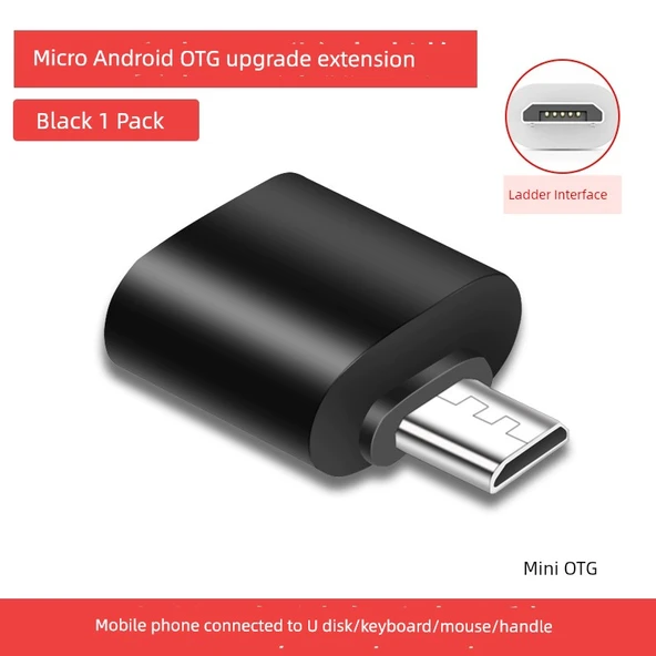 Micro USB OTG Adaptör - Uzatılmış Siyah - 1 Adet
