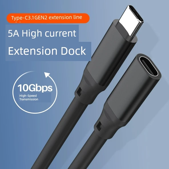 Type-C USB 3.2 Gen 2 Uzatma Kablosu - Siyah - 1 Metre - 2