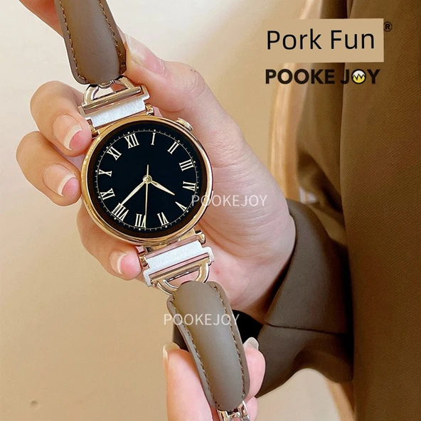 Huawei Watch GT3 42mm Uyumlu Deri Halkalı Bileklik - Kahve