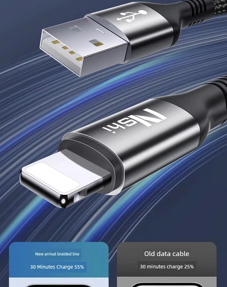 Apple iPhone/iPad Hızlı Şarj Data Kablosu - 1m Örgü Yeşil - İkili Paket - 8
