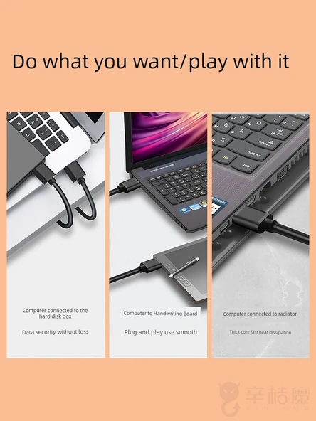 Çift Başlıklı USB 2.0 Data Kablosu - 3 Metre - Siyah - 5