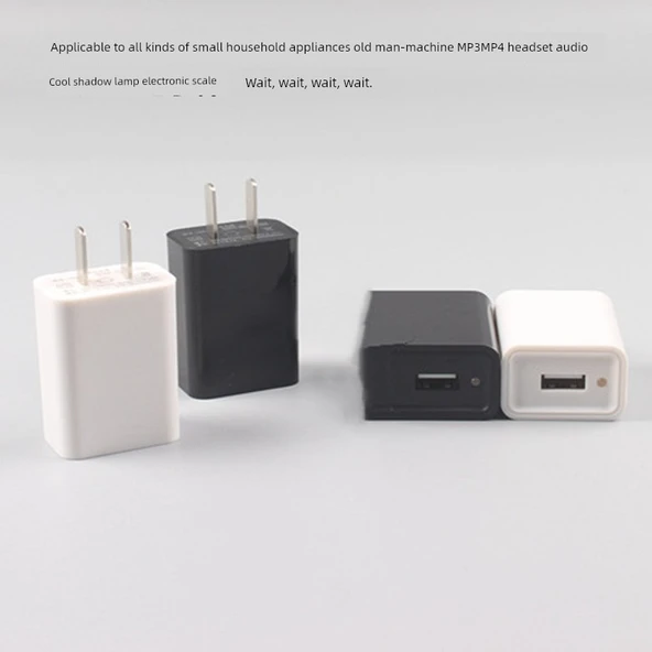 Renk Değiştiren Lambalı 5V1A Şarj Başlığı - 5V1A Başlık + 1m Düz Apple Şarj Kablosu - 4