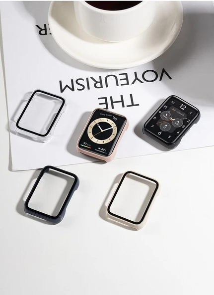 Huawei FIT2 Uyumlu Fildişi Beyazı PC Entegre Saat Kılıfı - 7
