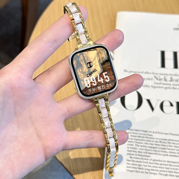 40mm iWatch 4/5/6/SE Altın Metal Reçine Kordon