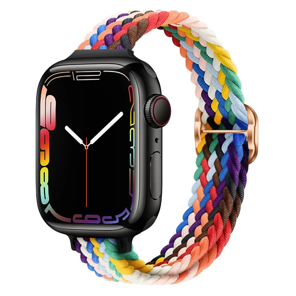 Apple Watch 38/40/41mm Orijinal Gökkuşağı Rengi Naylon Kordon