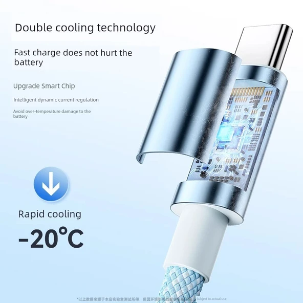 Type-C USB Kablo 120W Süper Hızlı Şarj Alüminyum Örgülü 1m Siyah - 2