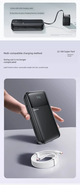 10000mAh Taşınabilir Şarj Aleti - 4 Kablolu - 20W Hızlı Şarj - Beyaz - 9