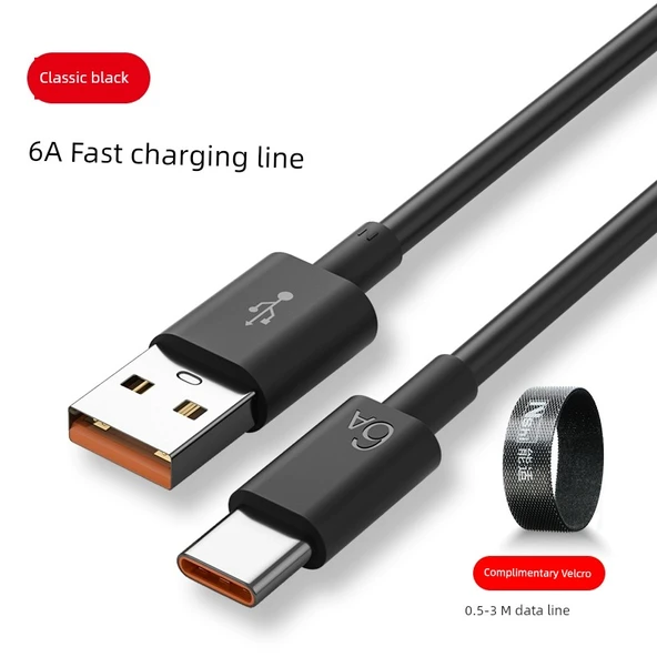 6A Süper Hızlı Şarj Type-C Data Kablosu - 1.5m Siyah