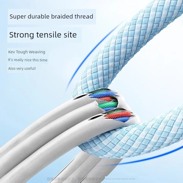 Type-C USB Kablo 120W Süper Hızlı Şarj Alüminyum Örgülü 1m Siyah - 3