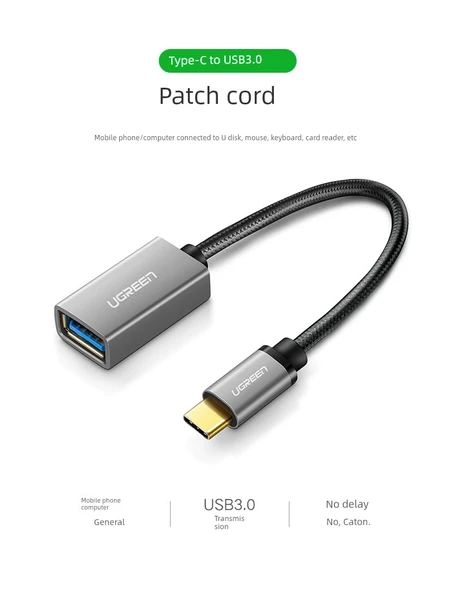 Type-C USB 3.0 Data Kablosu - 0.15m - Derin Siyah Kauçuk Kaplama - 7