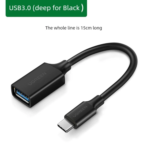 Type-C USB 3.0 Data Kablosu - 0.15m - Derin Siyah Kauçuk Kaplama