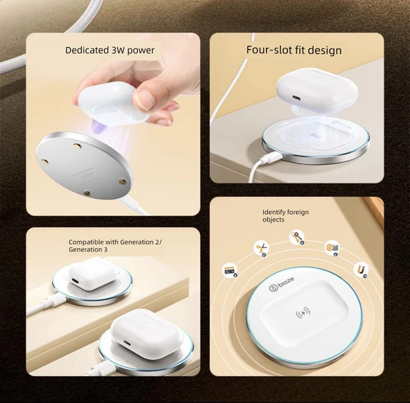 Apple AirPods Pro ve Telefon için 15W Kablosuz Şarj Aleti - 9