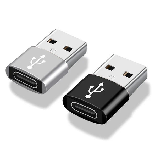 Type-C - USB Hızlı Dönüştürücü - Gümüş Beyaz - 2 Adet - 6