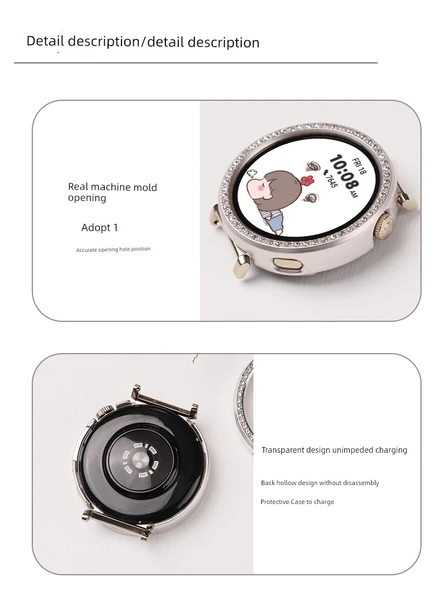 Huawei GT5 Pro 42mm Gümüş Elmas Görünümlü Koruyucu Kılıf - 10