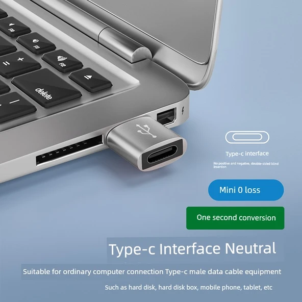 Type-C - USB Hızlı Dönüştürücü - Gümüş Beyaz - 2 Adet - 4