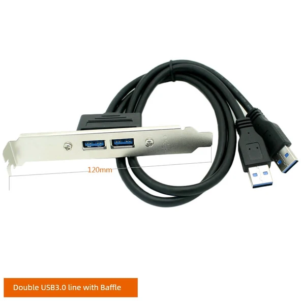 Çift USB 3.0 Erkek Dişi Uzatma Kablosu - 1 Metre - Flanşlı
