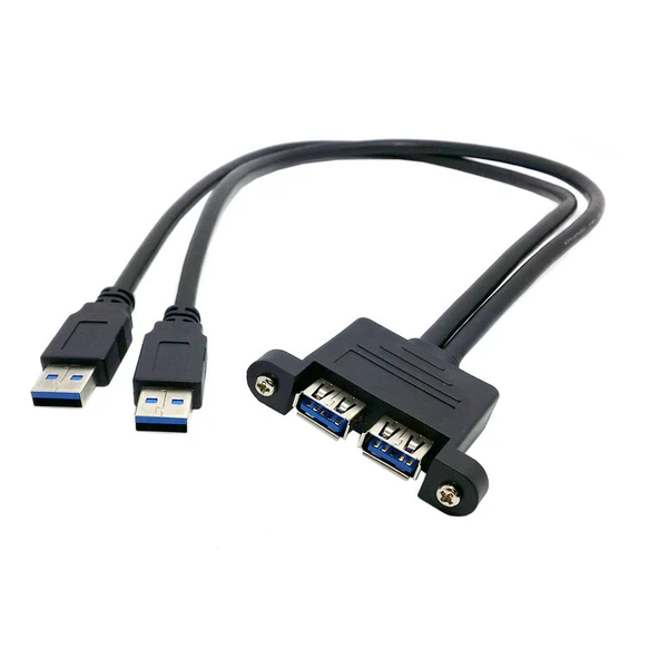 Çift USB 3.0 Erkek Dişi Uzatma Kablosu - 0.5 Metre - Flanşlı - 3